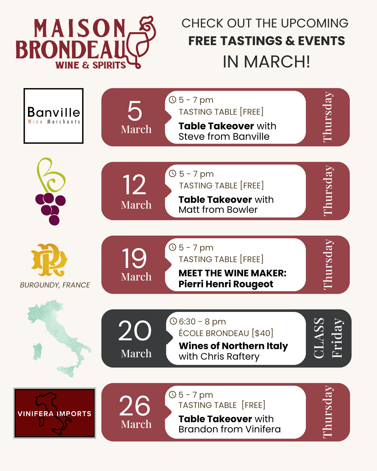 Tasting Table: FREE Tasting with Banville